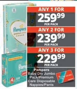 Pampers Baby Dry Jumbo Pack/Premium Care Disposable Nappies/Pants
