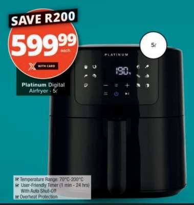 Platinum Digital Airfryer - 5L