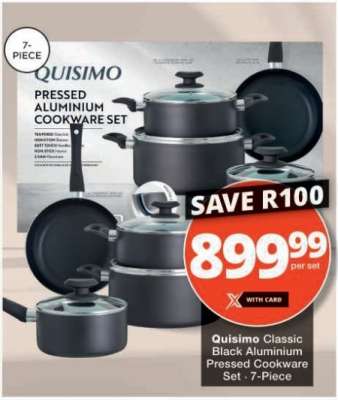 Quisimo Classic Black Aluminium Pressed Cookware Set - 7-Piece