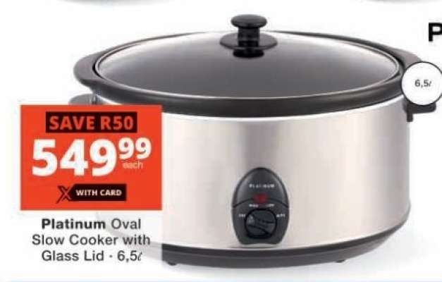 Platinum Oval Slow Cooker with Glass Lid
