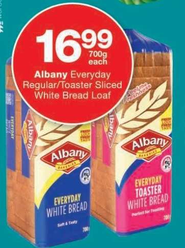 Albany Everyday Regular/Toaster Sliced White Bread Loaf