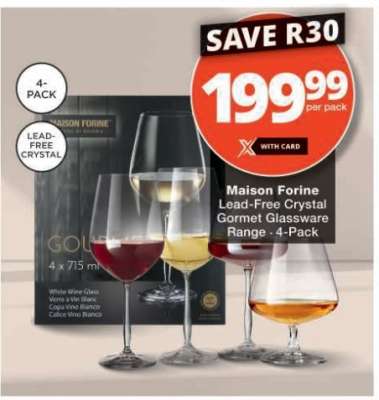 Maison Forine Lead-Free Crystal Gormet Glassware Range - 4-Pack