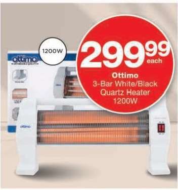 Ottimo 3-Bar White/Black Quartz Heater 1200W