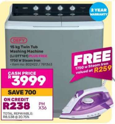 Defy 15 kg Twin Tub Washing Machine