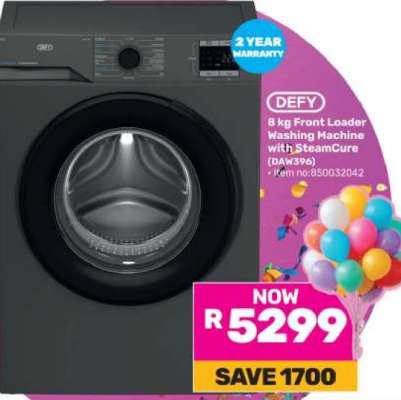 Defy 8 kg Front Loader Washing Machine with SteamCure (DAW396)