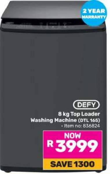 DEFY 8 kg Top Loader Washing Machine (DTL 165)