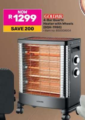 Goldair 4-Bar Quartz Heater with Wheels (GQH-1980)