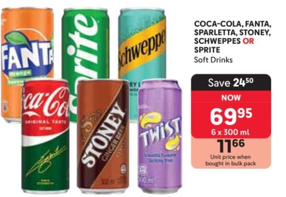 COCA-COLA, FANTA, SPARLETTA, STONEY, SCHWEPPES OR SPRITE