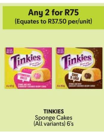 TINKIES Sponge Cakes (All variants) 6's