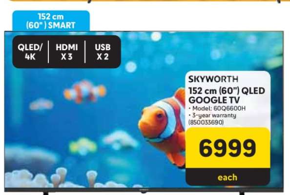 SKYWORTH 152 cm (60”) QLED Google TV