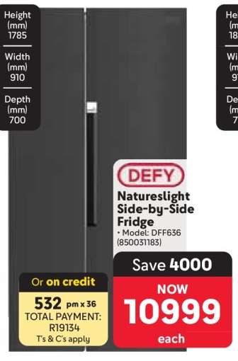 DEFY NaturesLight Side-by-Side Fridge