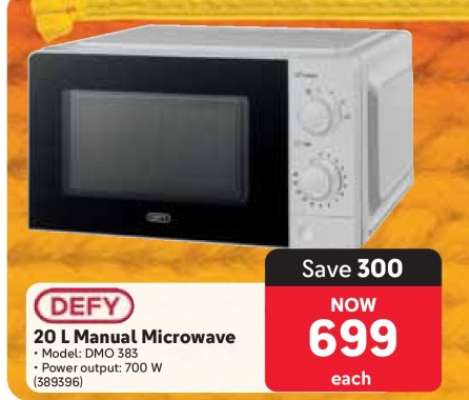 DEFY 20 L Manual Microwave