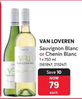VAN LOVEREN Sauvignon Blanc or Chenin Blanc