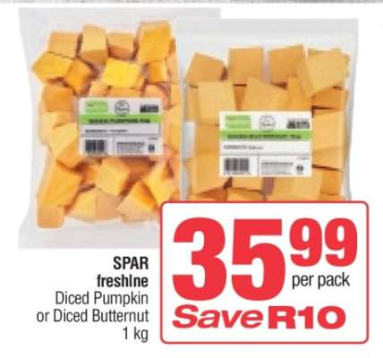 SPAR freshline Diced Pumpkin or Diced Butternut 1 kg