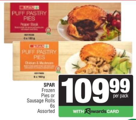 SPAR Frozen Pies or Sausage Rolls