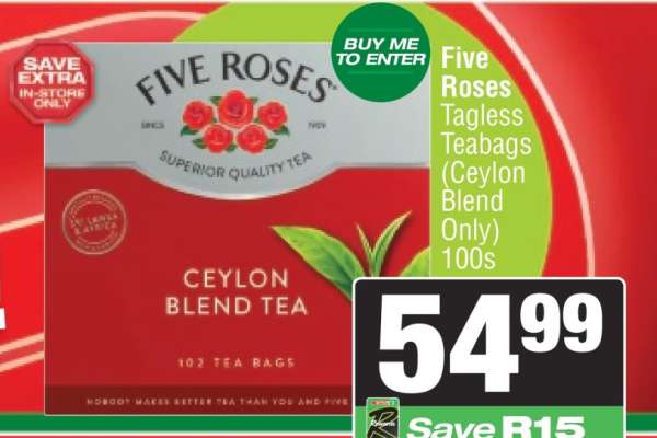 Five Roses Tagless Teabags (Ceylon Blend Only) 100s