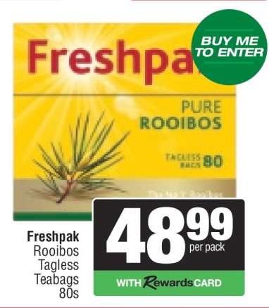 Freshpak Rooibos Tagless Teabags 80s