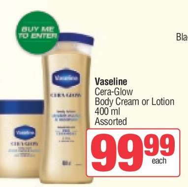 Vaseline Cera-Glow Body Cream or Lotion