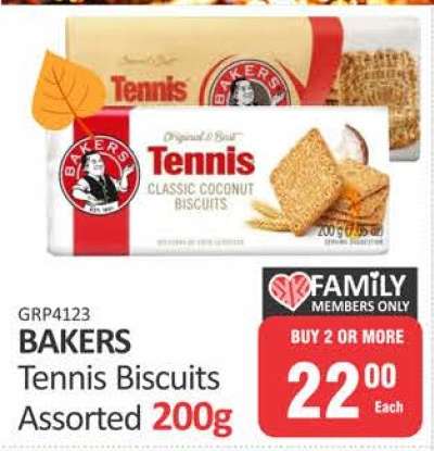 Bakers Tennis Biscuits Assorted 200g