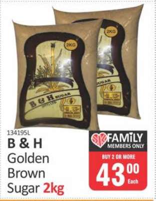 B & H Golden Brown Sugar 2kg