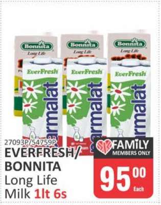 EVERFRESH/BONNITA Long Life Milk 1lt 6s