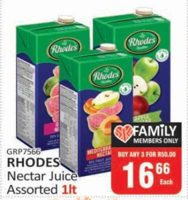 RHODES Nectar Juice Assorted 1lt