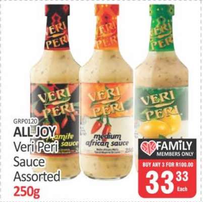 ALL JOY Veri Peri Sauce Assorted