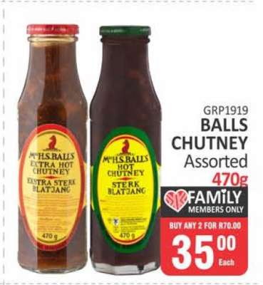 BALLS CHUTNEY Assorted 470g