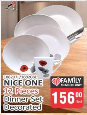 NICE ONE 12 Pieces Dinner Set Decorated