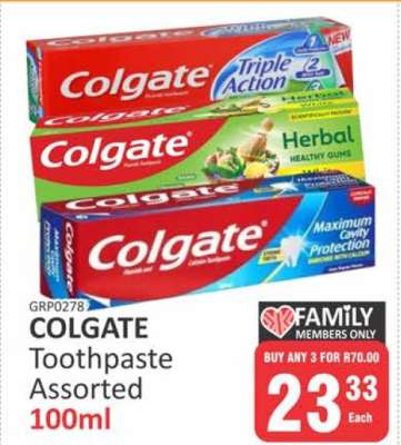 COLGATE Toothpaste Assorted 100ml