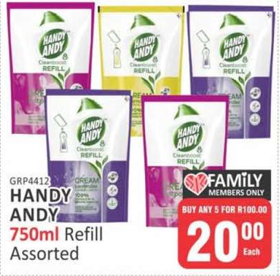 HANDY ANDY 750ml Refill Assorted