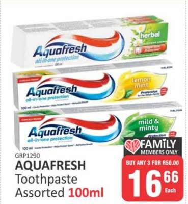 Aquafresh Toothpaste Assorted 100ml