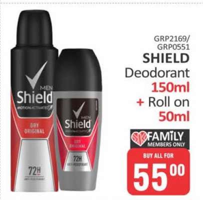 SHIELD Deodorant 150ml + Roll on 50ml