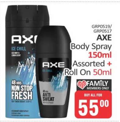 AXE Body Spray Assorted + Roll On