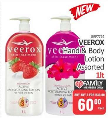VEEROX Hand & Body Lotion Assorted