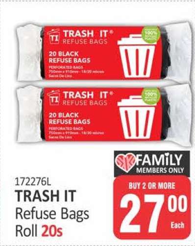 TRASH IT Refuse Bags Roll 20s