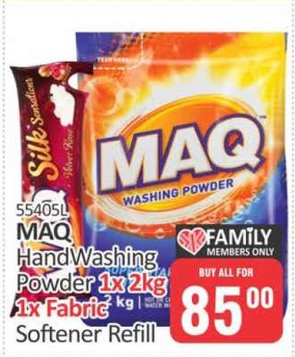 MAQ Hand Washing Powder 1x 2kg 1x Fabric Softener Refill