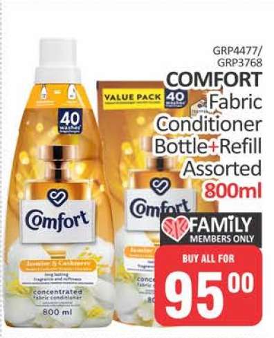 COMFORT Fabric Conditioner Bottle + Refill Assorted