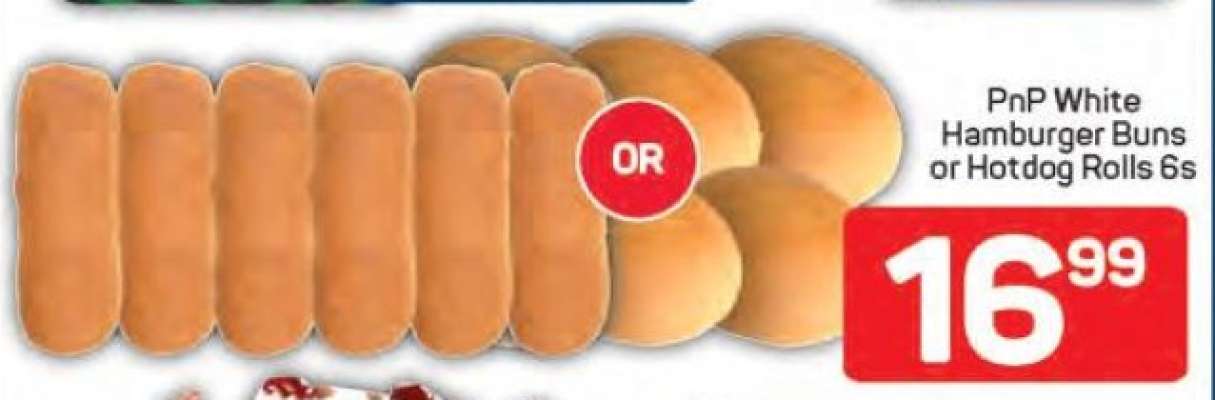 PnP White Hamburger Buns or Hotdog Rolls 6s
