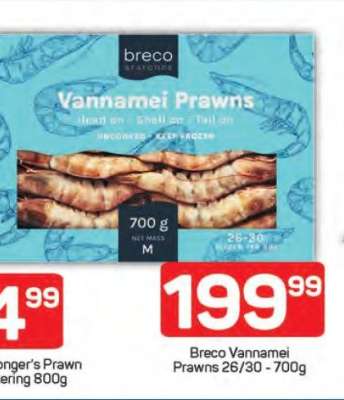 Breco Vannamei Prawns 26/30 - 700g