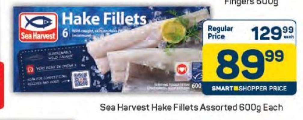 Sea Harvest Hake Fillets Assorted 600g Each