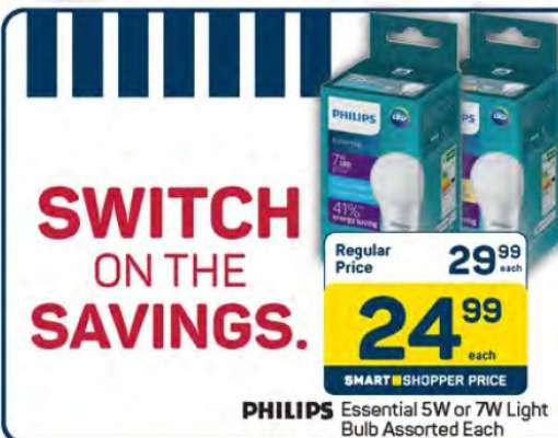 PHILIPS Essential 5W or 7W Light Bulb Assorted Each