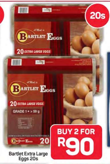 Bartlet Extra Large Eggs 20s
