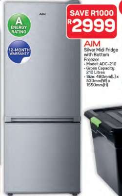 AIM Silver Midi Fridge with Bottom Freezer