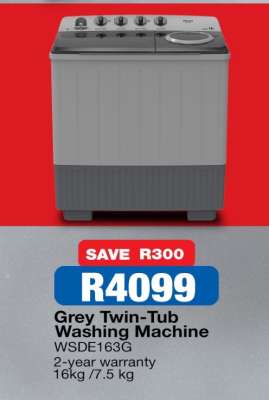Grey Twin-Tub Washing Machine