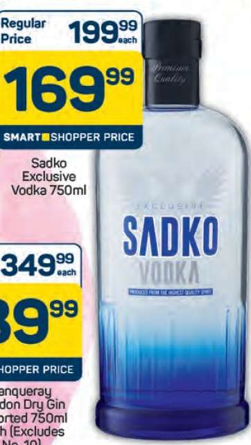 SADKO EXCLUSIVE VODKA 750ML