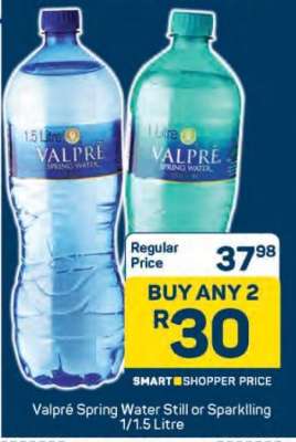 Valpré Spring Water Still or Sparkling 1/1.5 Litre