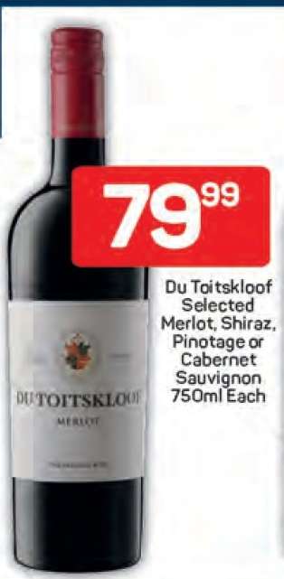 Du Toitskloof Selected Merlot, Shiraz, Pinotage or Cabernet Sauvignon 750ml Each