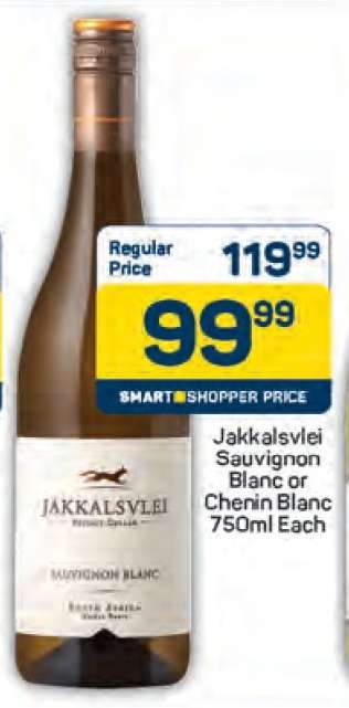 Jakkalsvlei Sauvignon Blanc or Chenin Blanc 750ml Each