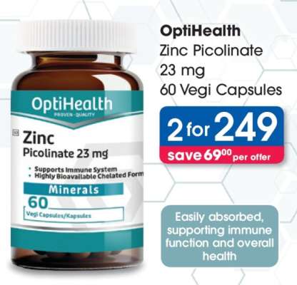 OptiHealth Zinc Picolinate 23 mg 60 Vegi Capsules